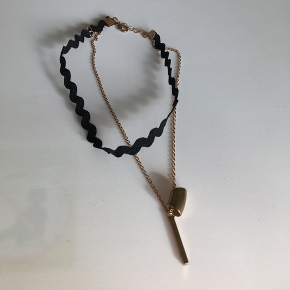 Black and Bronze Gold Tone Choker Necklace - Picture 2 of 9